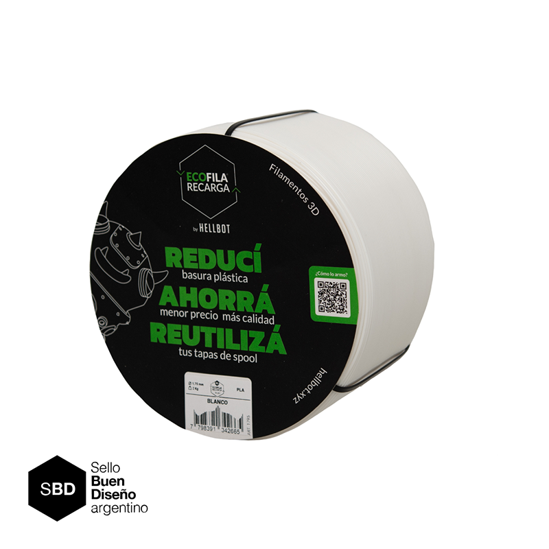 Filamento 3D Hellbot PLA ECOFILA XL RECARGA 1,75 x 2KG